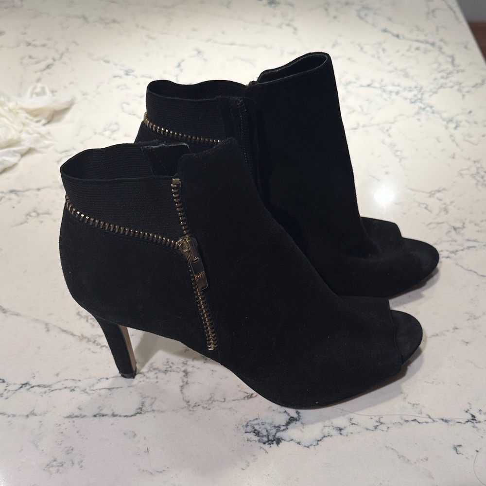 Marc Fisher Black Ankle Booties with Gold Zipper